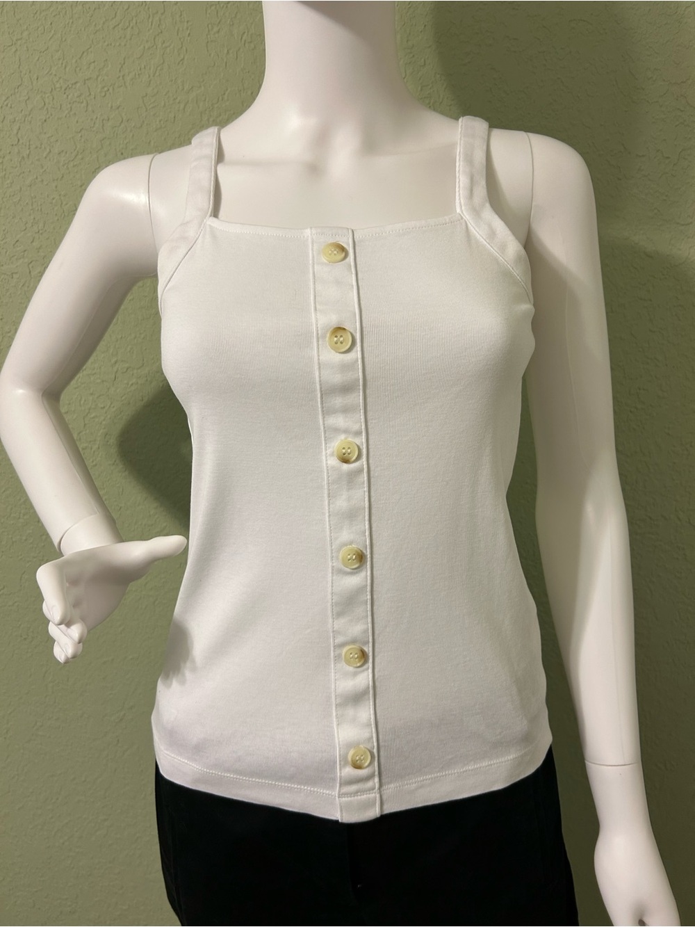 LOFT Women’s White Button-Front Square Neck Tank